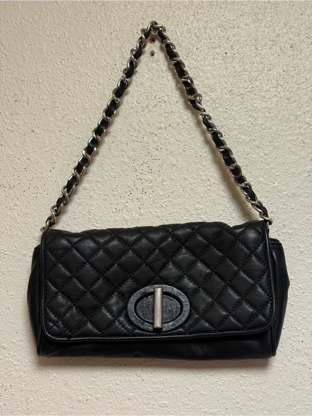 Talbots Black Quilted Shoulder Bag with Chain Strap